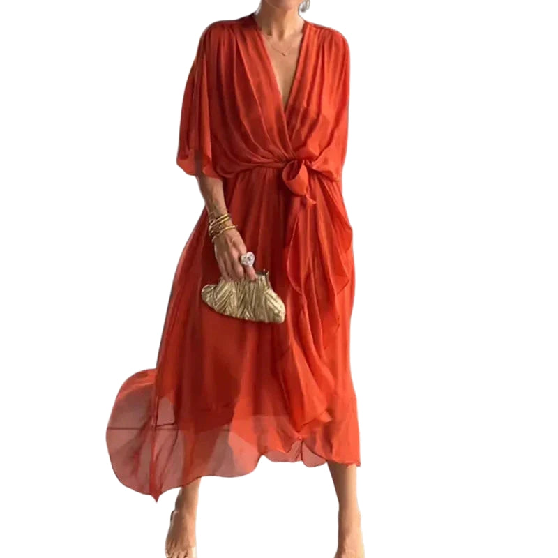 Dames Jurk met Vlindermouw | Elegante pasvorm met luchtige flair