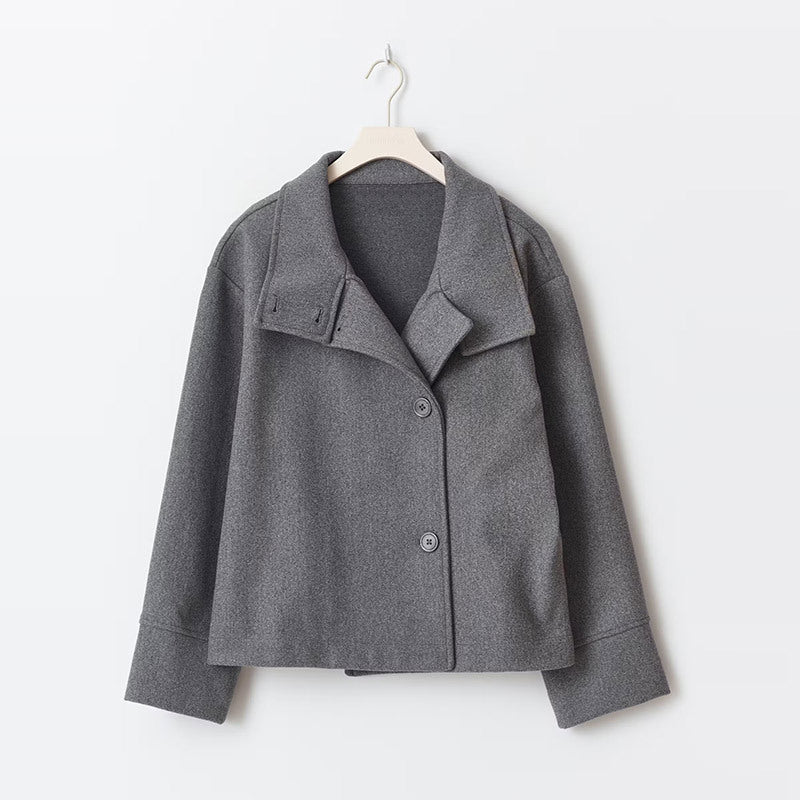 Dames Korte Jas | Elegante jas met hoge kraag en knopen