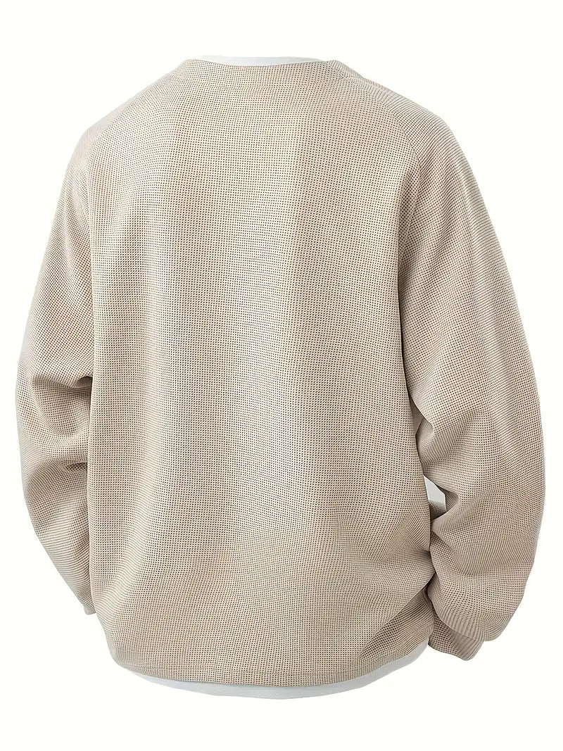 Heren Longsleeve | 2-in-1 layered look met waffle knit