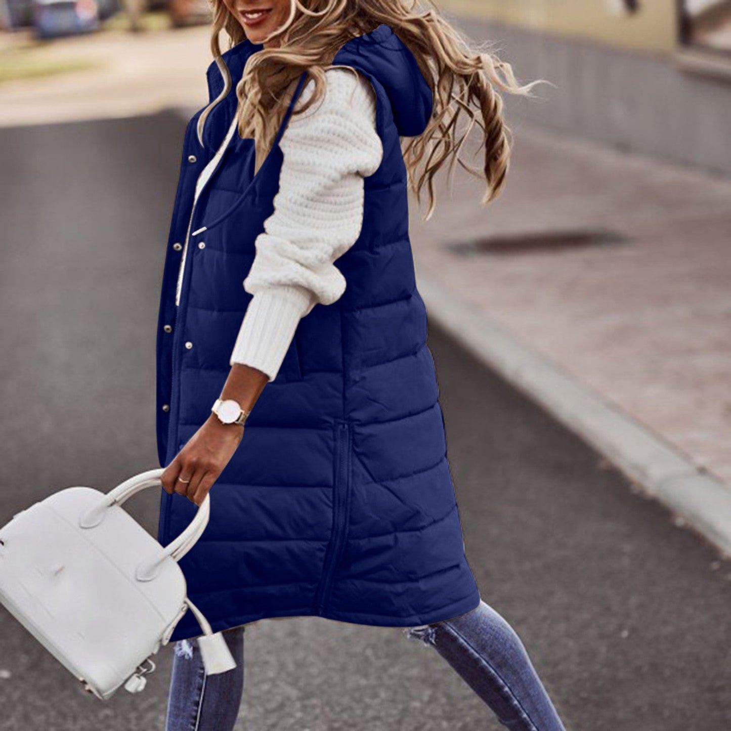 Mira – Dames oversized bodywarmer met capuchon voor de herfst