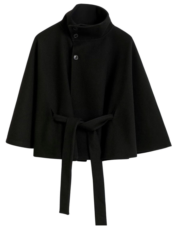 Dames Capejas | Elegante jas met ceintuur en hoge kraag