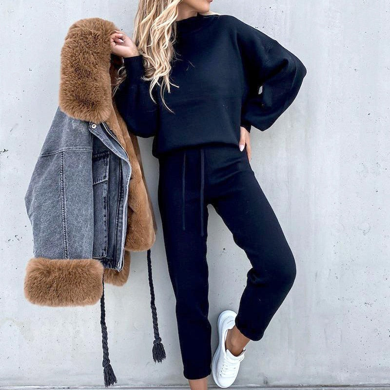 Dames Joggingpak 2-Delig | Cozy set met ballonmouwen en verstelbare taille