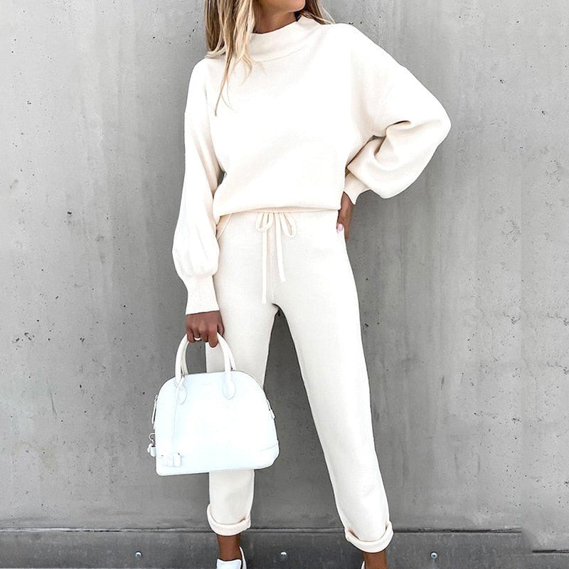 Dames Joggingpak 2-Delig | Cozy set met ballonmouwen en verstelbare taille