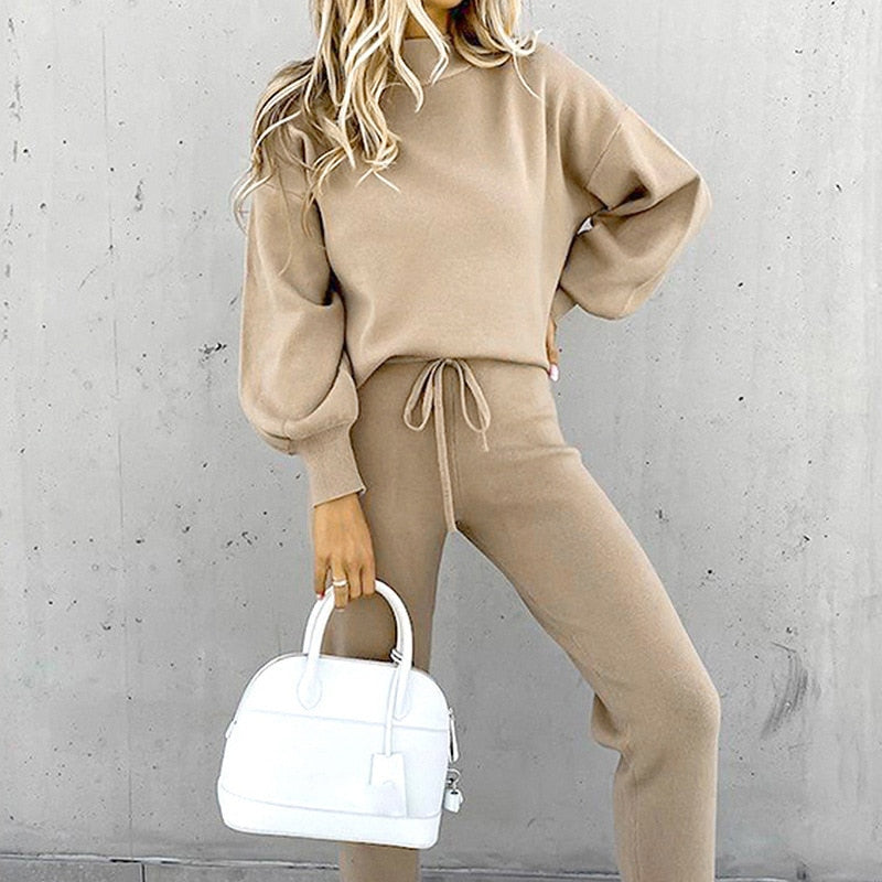 Dames Joggingpak 2-Delig | Cozy set met ballonmouwen en verstelbare taille