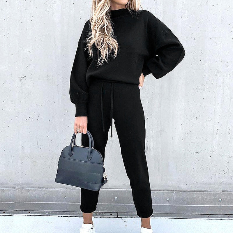 Dames Joggingpak 2-Delig | Cozy set met ballonmouwen en verstelbare taille