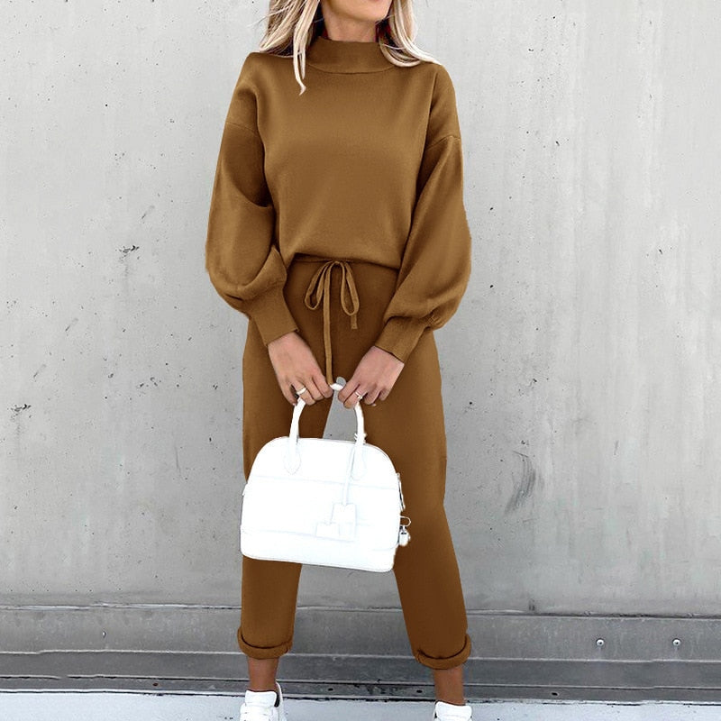Dames Joggingpak 2-Delig | Cozy set met ballonmouwen en verstelbare taille