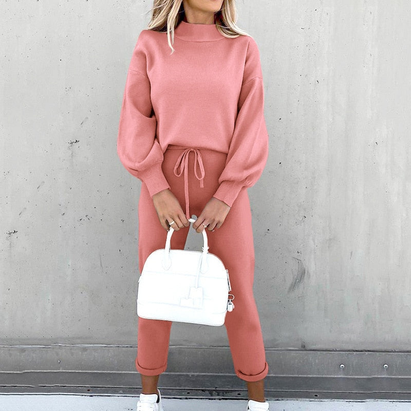 Dames Joggingpak 2-Delig | Cozy set met ballonmouwen en verstelbare taille