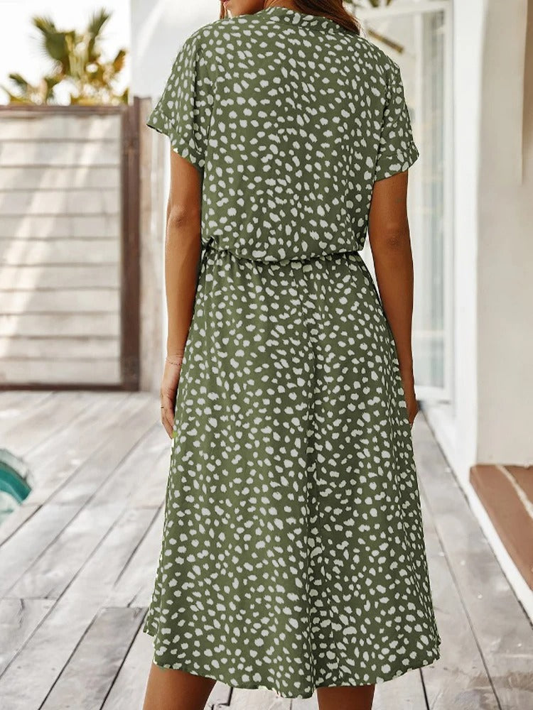 Nomi – Dames midi-jurk met verstelbare taille en zomerse print