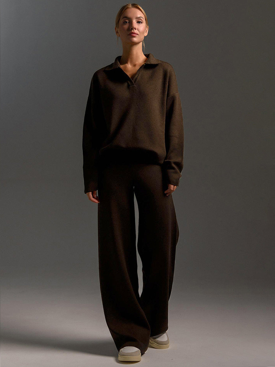 Dames Lounge Set | Oversized polosweater en wijde broek