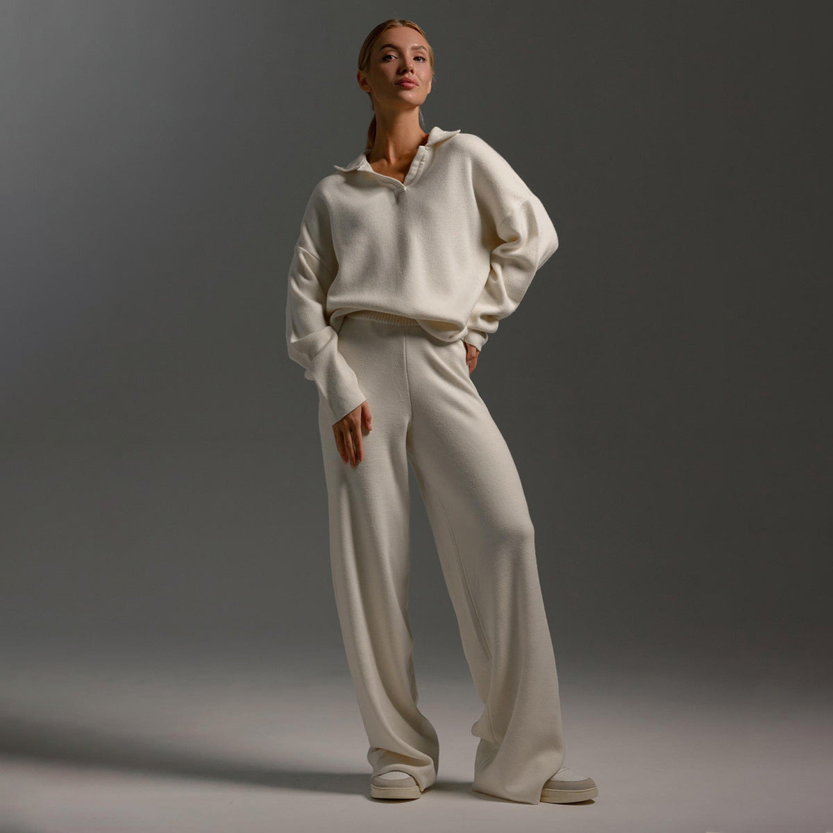 Dames Lounge Set | Oversized polosweater en wijde broek