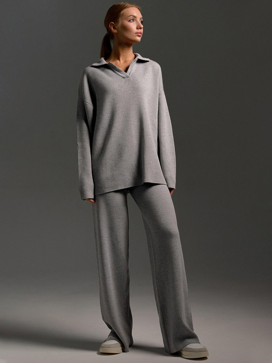 Dames Lounge Set | Oversized polosweater en wijde broek