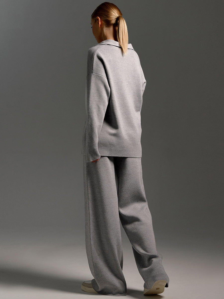 Dames Lounge Set | Oversized polosweater en wijde broek