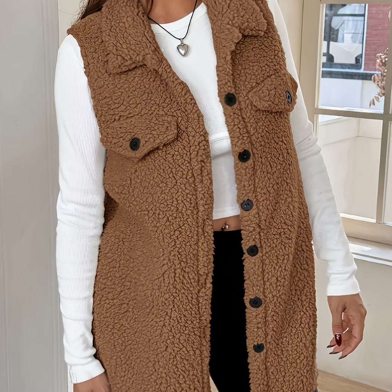 Teddy Bodywarmer Lang Dames | Cozy laag met stijlvolle pasvorm