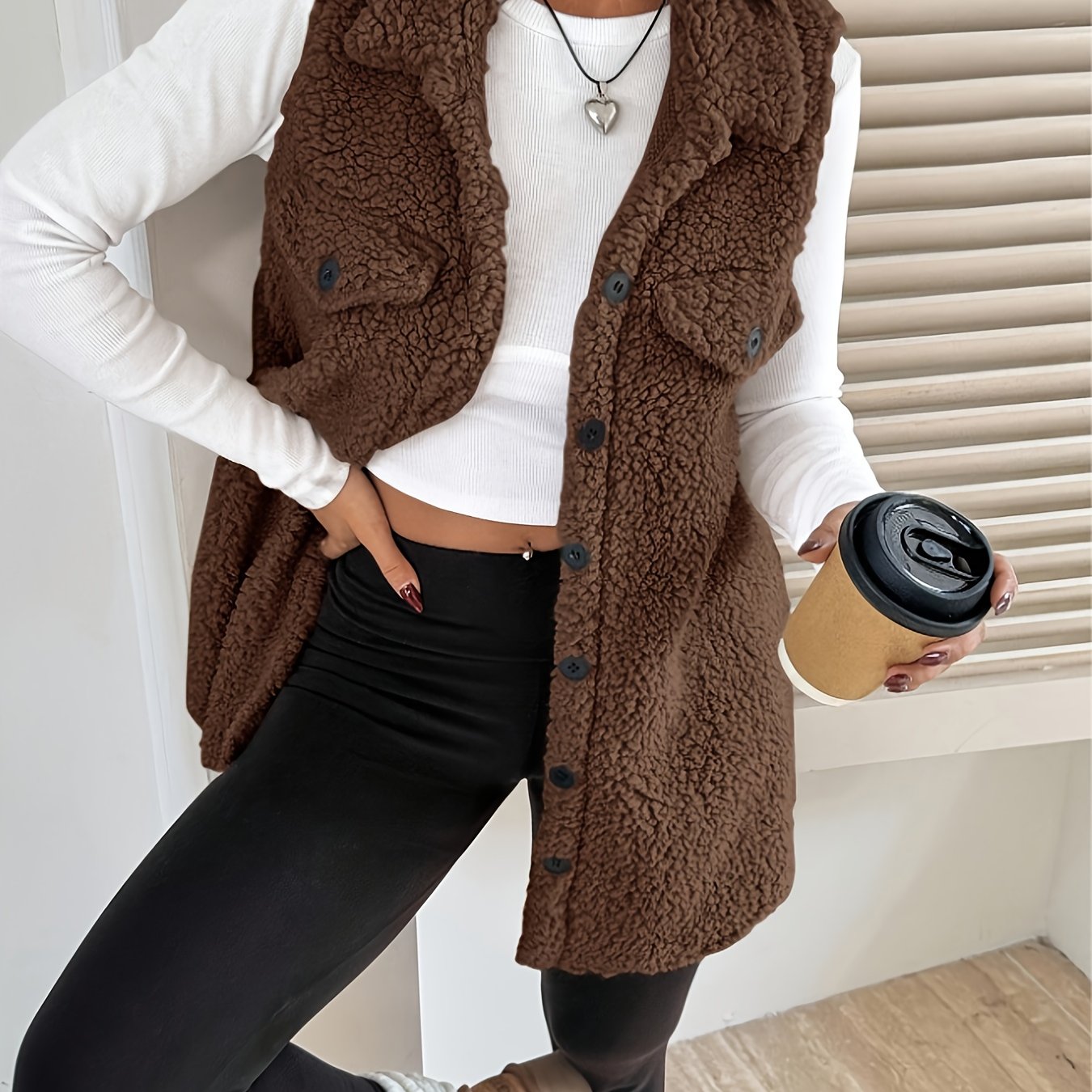 Teddy Bodywarmer Lang Dames | Cozy laag met stijlvolle pasvorm
