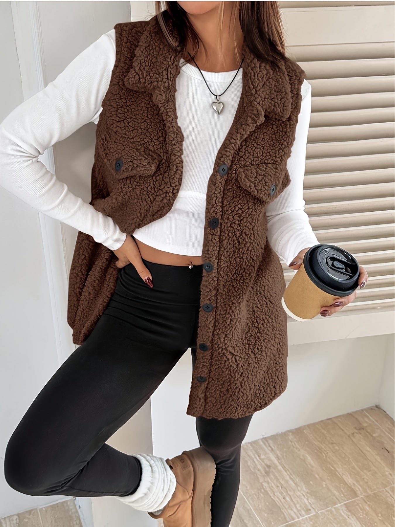 Teddy Bodywarmer Lang Dames | Cozy laag met stijlvolle pasvorm