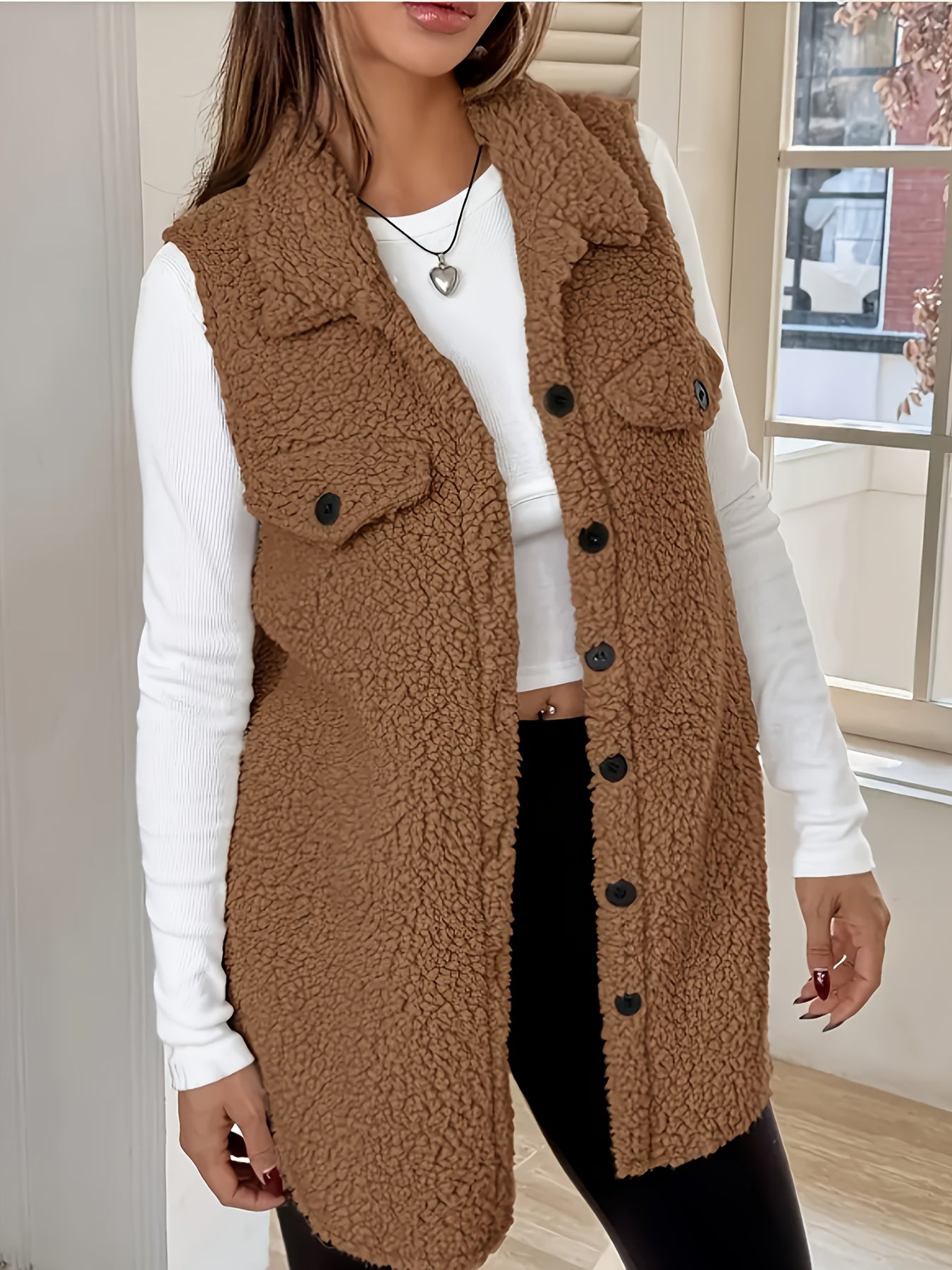Teddy Bodywarmer Lang Dames | Cozy laag met stijlvolle pasvorm