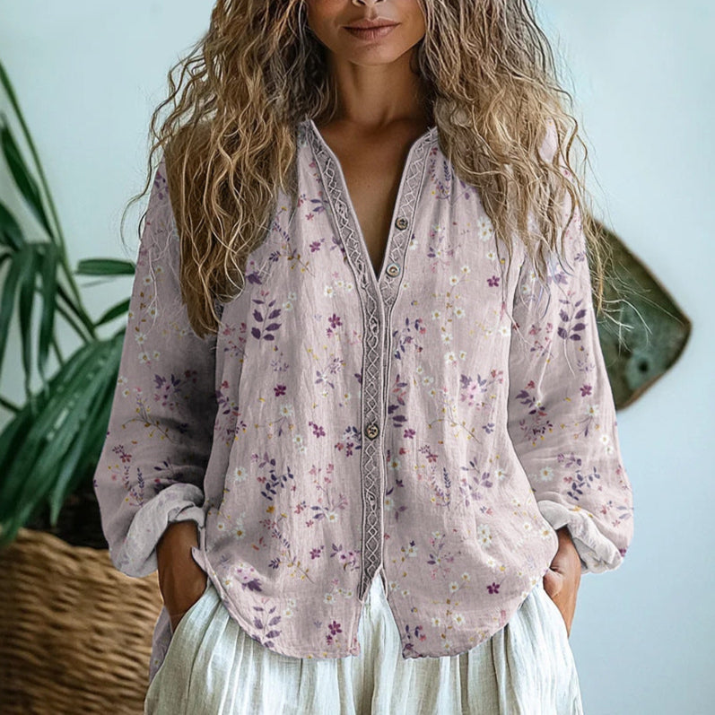 Dames Blouse | Vintage look met herfstblad print