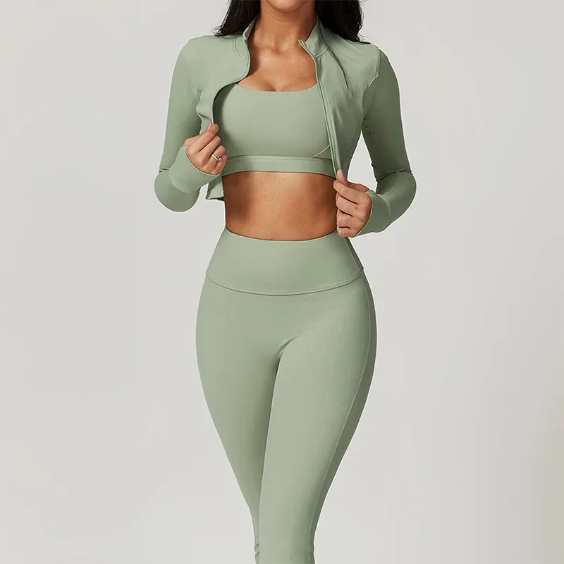 Dames 3-Delige Pilates Set | Comfortabel met legging, top & vest