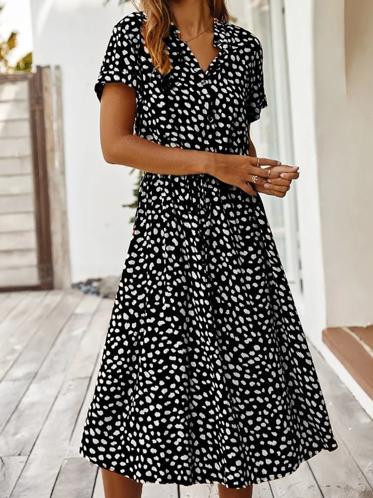 Nomi – Dames midi-jurk met verstelbare taille en zomerse print