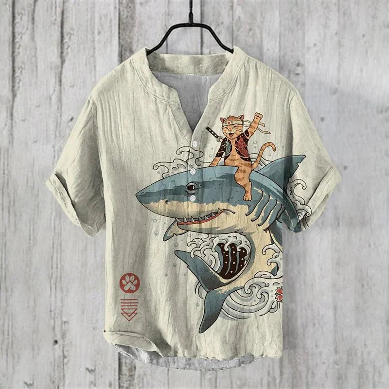 Rafino – Heren linnen-katoenmix shirt met artistieke flair