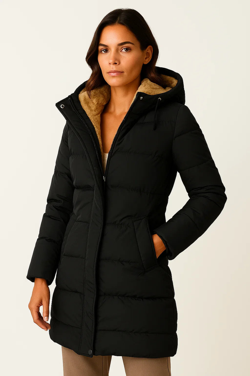 Dames Lange Puffer Jas | Gewatteerde jas met isolatie