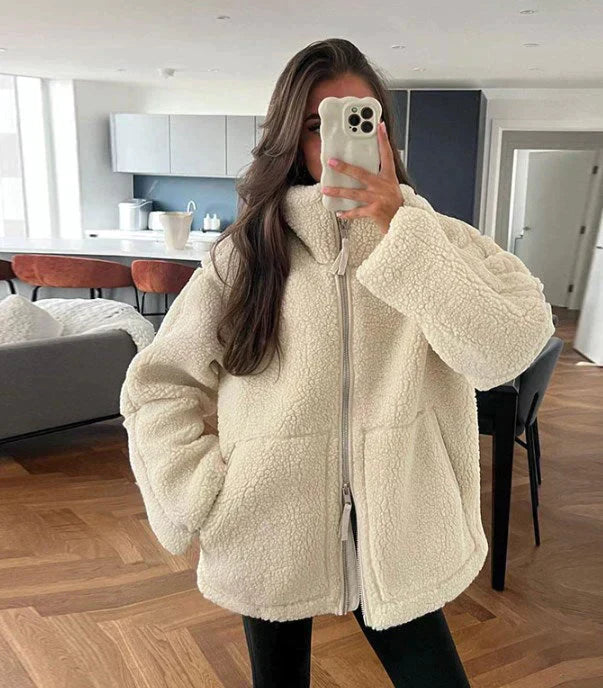 Dames Oversized Teddy Fleece Jas | Warme en trendy herfstlook