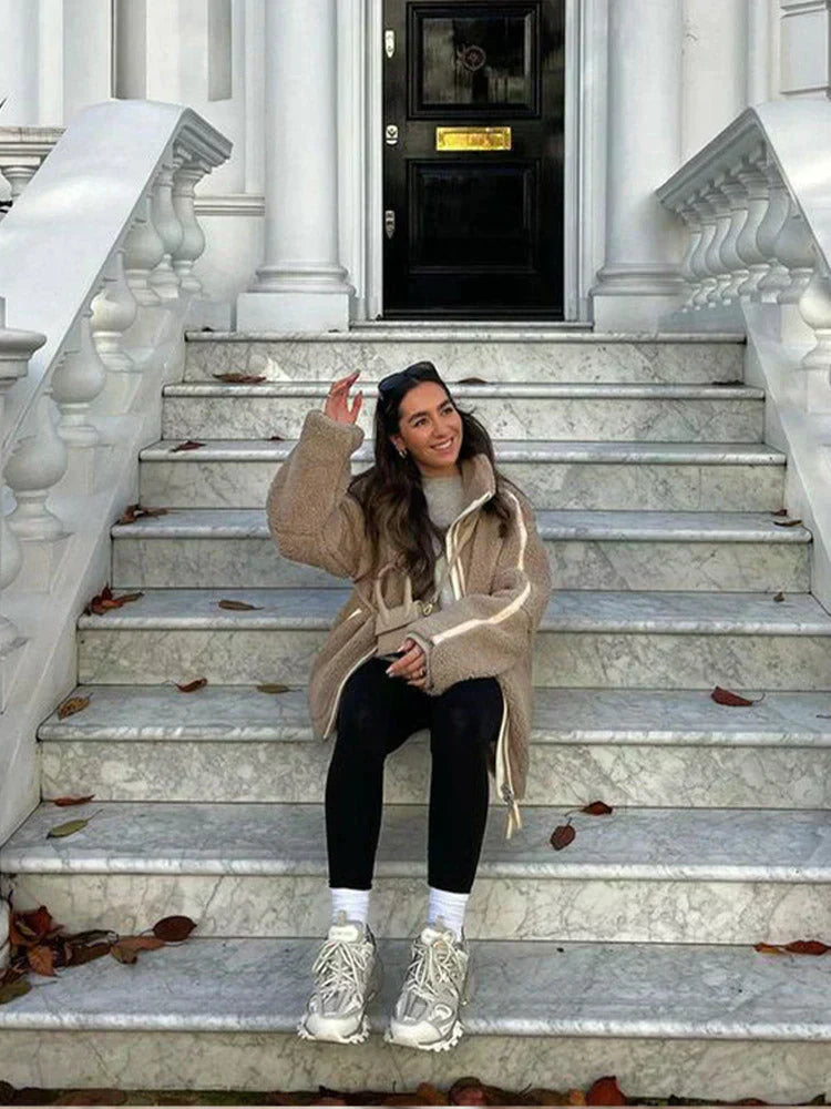 Dames Oversized Teddy Fleece Jas | Warme en trendy herfstlook
