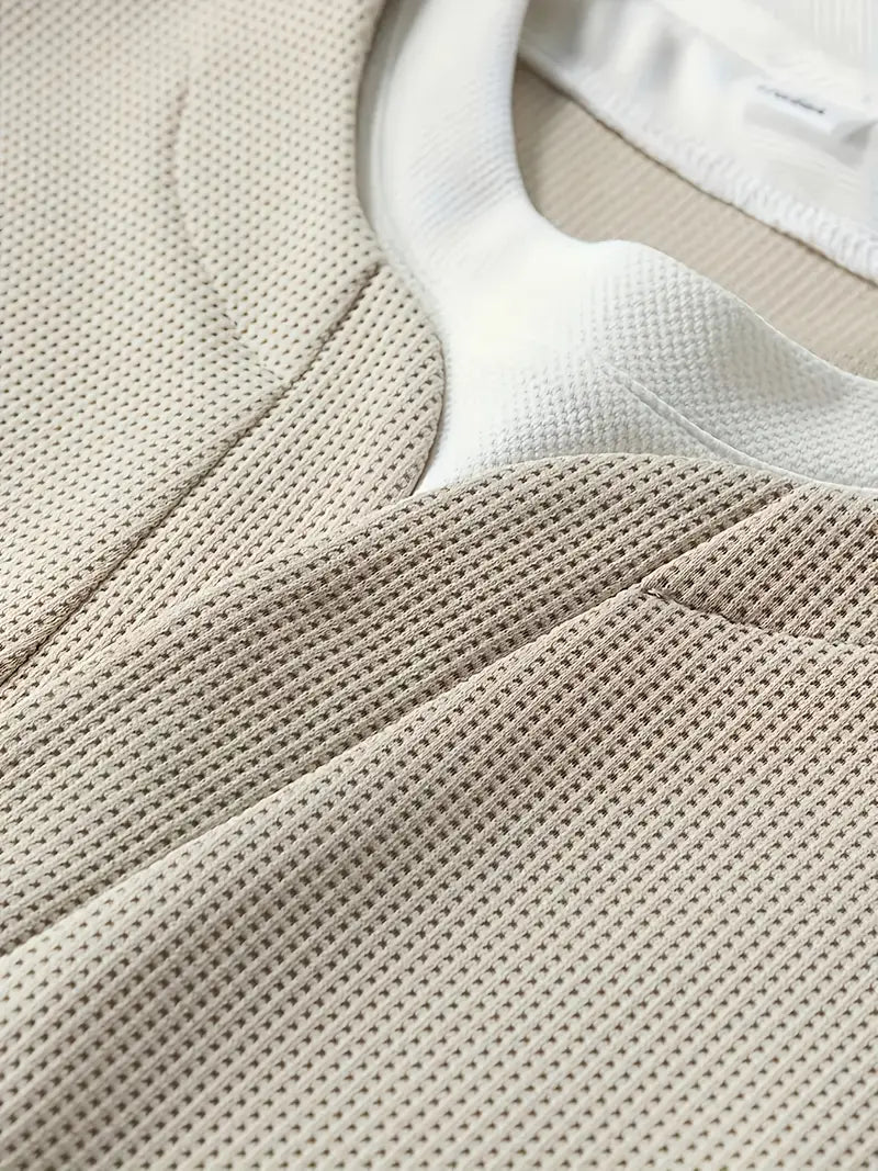 Heren Longsleeve | 2-in-1 layered look met waffle knit