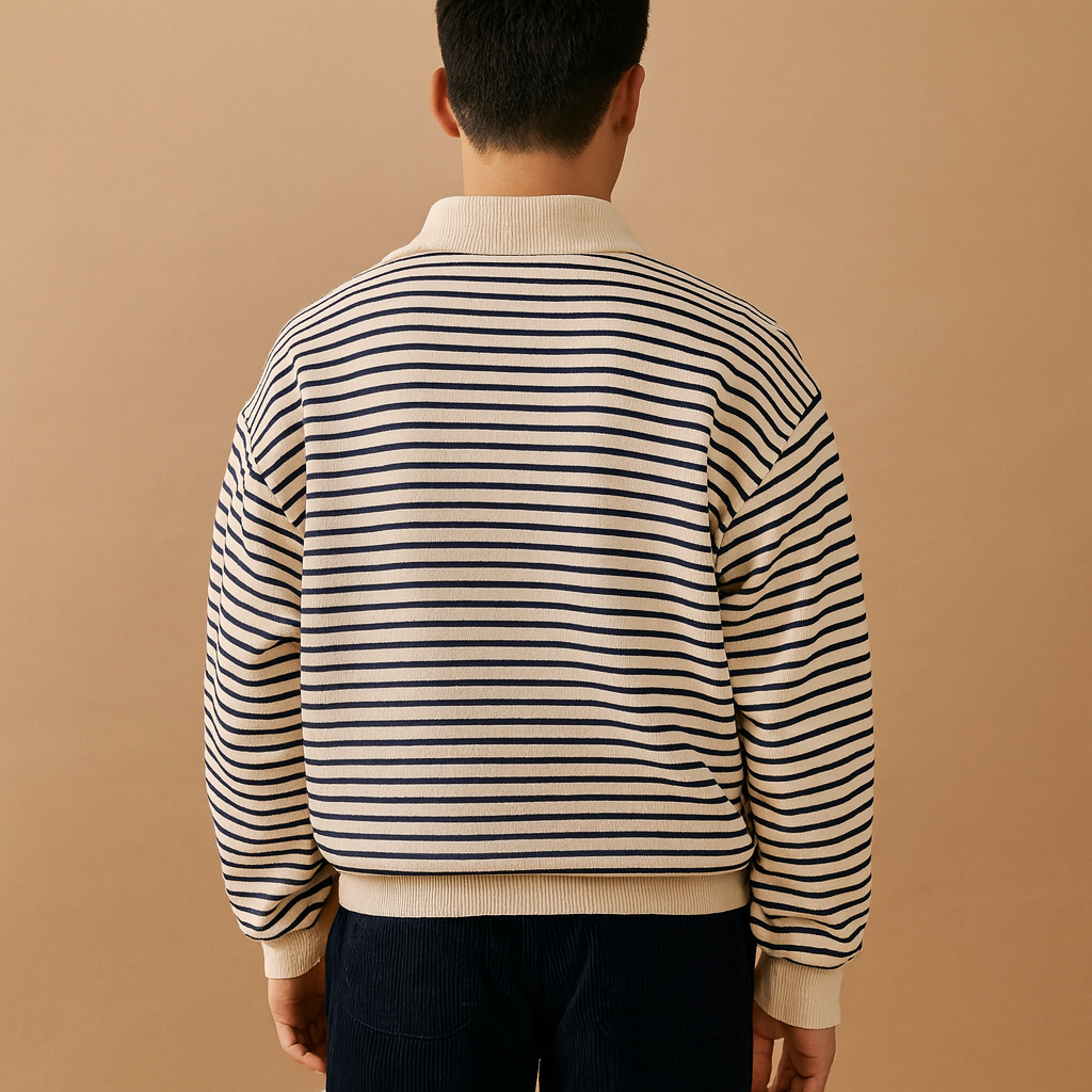 Heren Pullover met Halve Rits | Comfortabele pasvorm met gestreept design