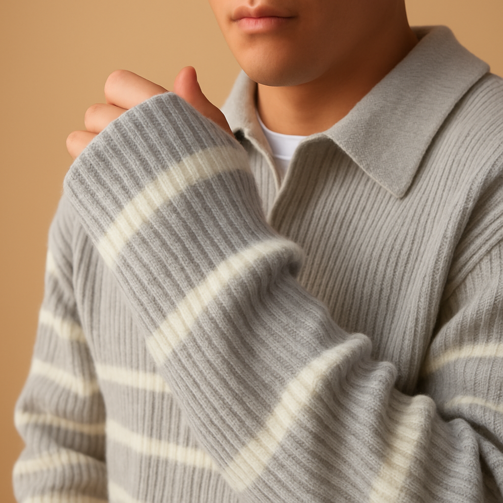 Heren Zip Trui met Halve Rits | Comfortabel en warm met gestreept patroon