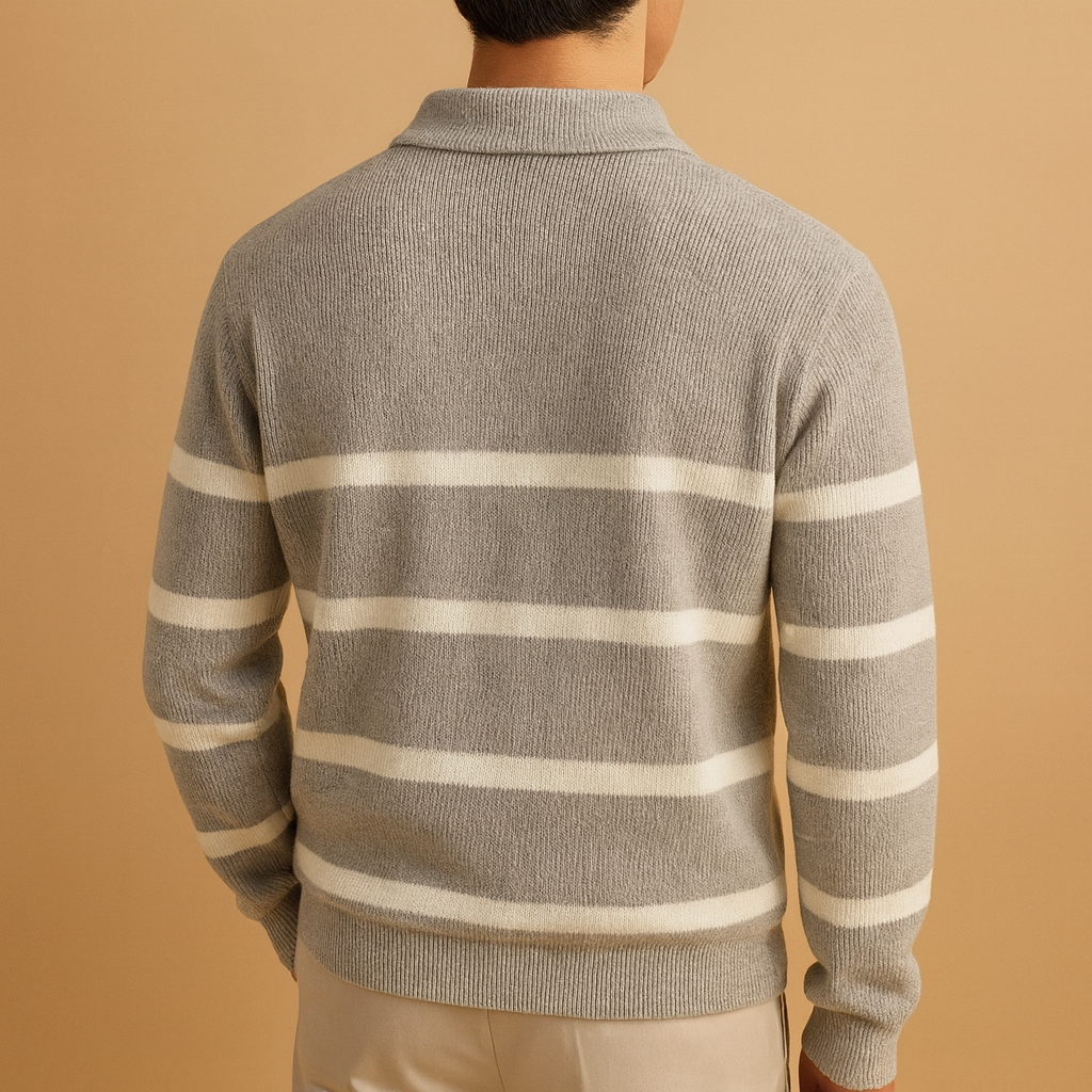 Heren Zip Trui met Halve Rits | Comfortabel en warm met gestreept patroon