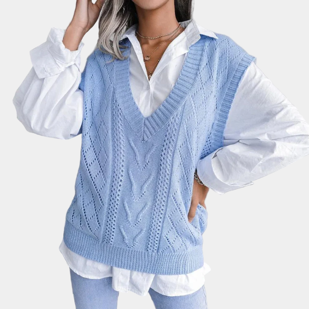 Dames Spencer met V-Hals | Kabelgebreide design voor stijl en warmte