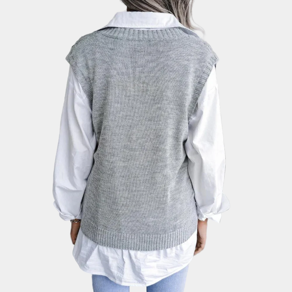 Dames Spencer met V-Hals | Kabelgebreide design voor stijl en warmte