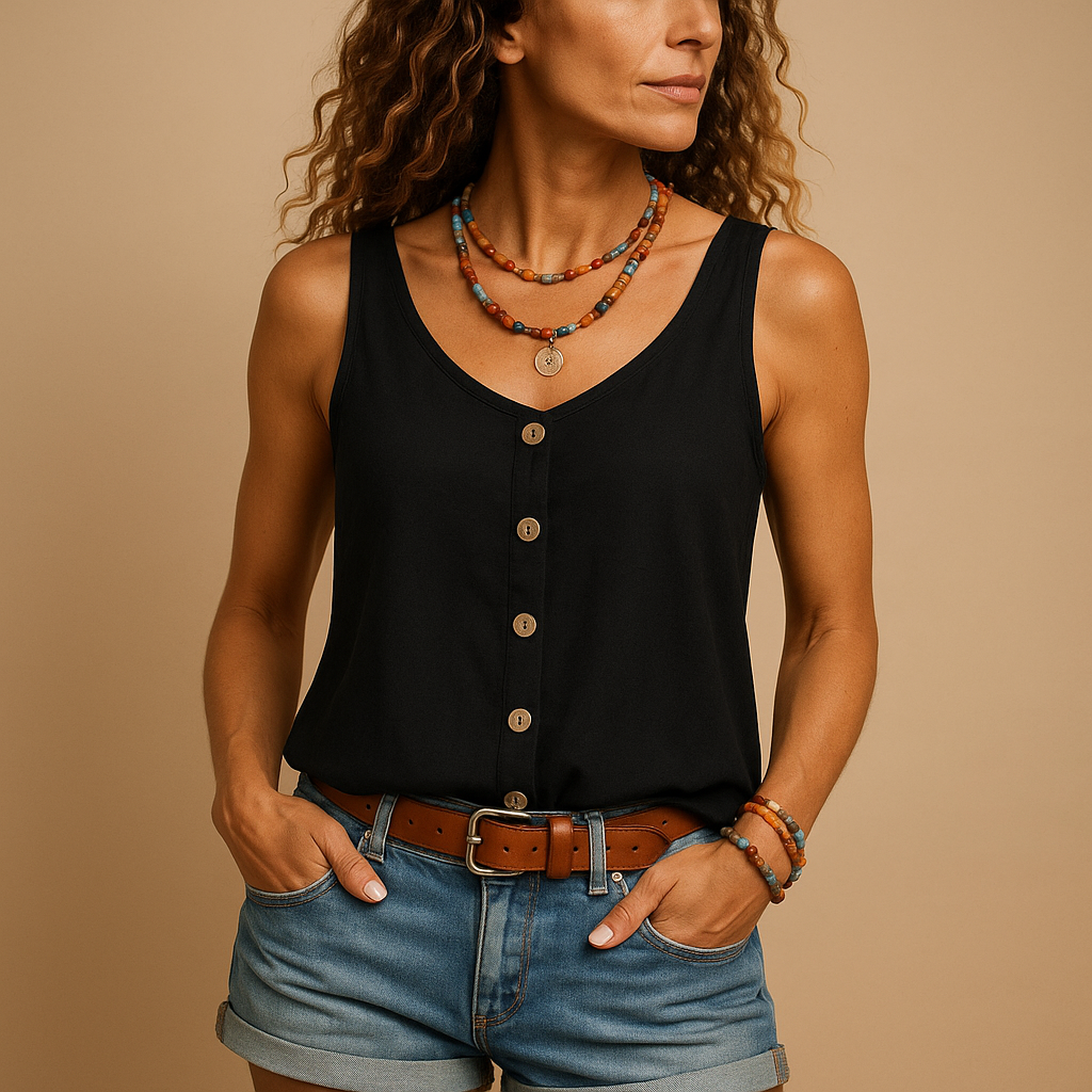 Lina – Dames mouwloze top met zomergevoel