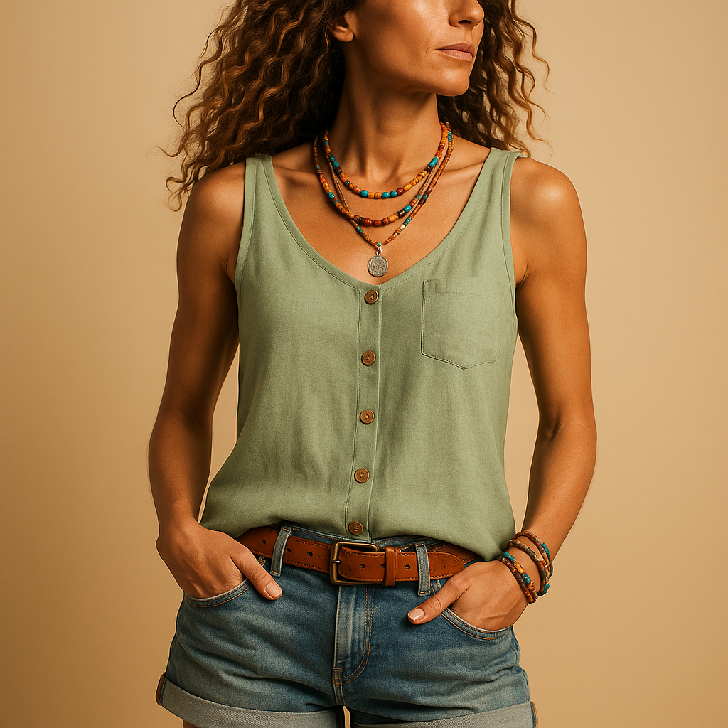 Lina – Dames mouwloze top met zomergevoel