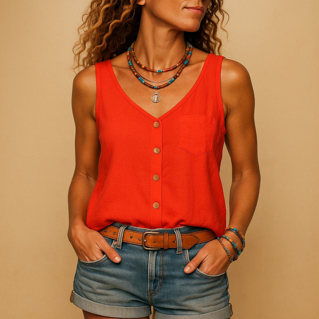 Lina – Dames mouwloze top met zomergevoel