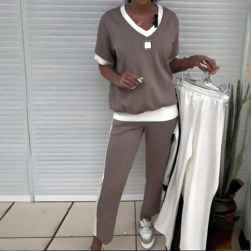 Dames Tweedelige Set | Relaxed fit met V-hals top