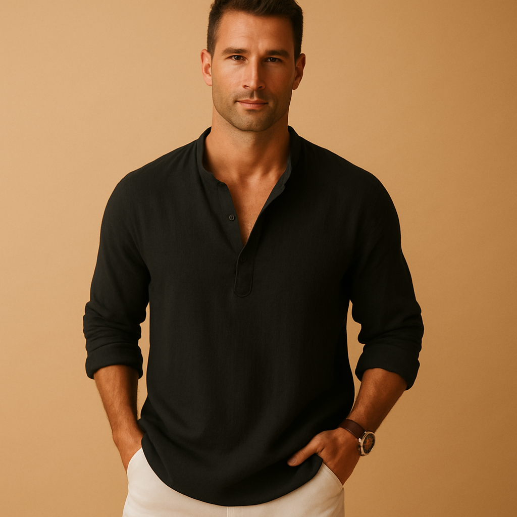 Luuk – Heren V-hals overhemd met zomerstijl