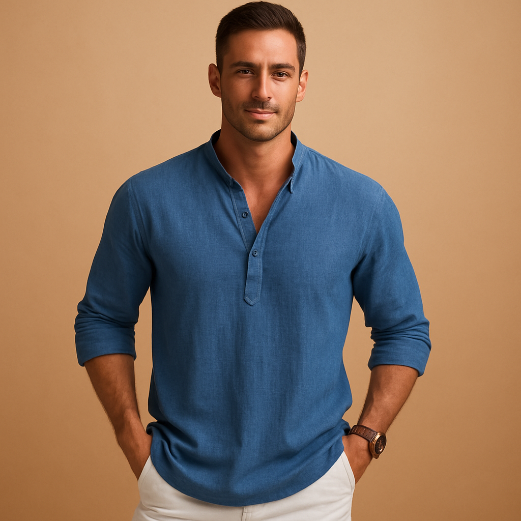 Luuk – Heren V-hals overhemd met zomerstijl