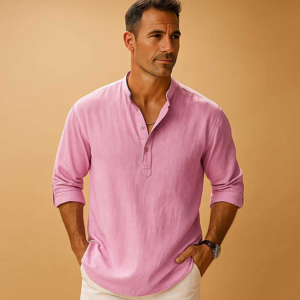 Luuk – Heren V-hals overhemd met zomerstijl