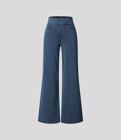 Dames Comfy Elastische Broek met Hoge Taille | Stijlvol, soepel en flatterend
