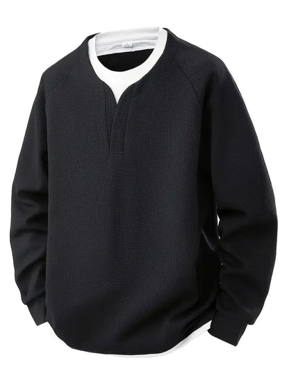 Heren Longsleeve | 2-in-1 layered look met waffle knit