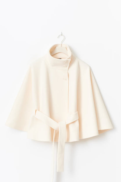 Dames Capejas | Elegante jas met ceintuur en hoge kraag