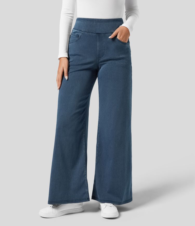 Dames Comfy Elastische Broek met Hoge Taille | Stijlvol, soepel en flatterend
