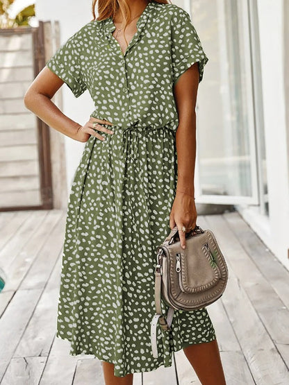 Nomi – Dames midi-jurk met verstelbare taille en zomerse print