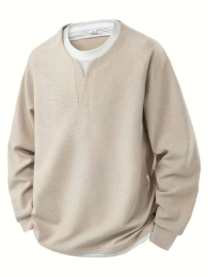 Heren Longsleeve | 2-in-1 layered look met waffle knit