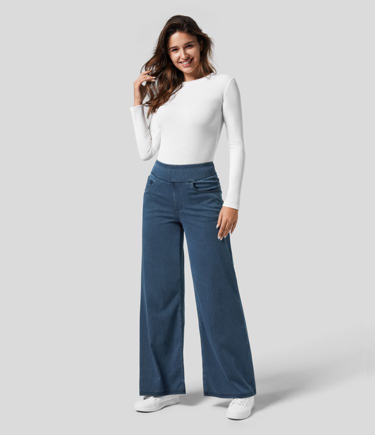 Dames Comfy Elastische Broek met Hoge Taille | Stijlvol, soepel en flatterend