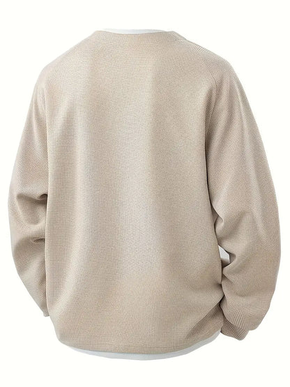 Heren Longsleeve | 2-in-1 layered look met waffle knit