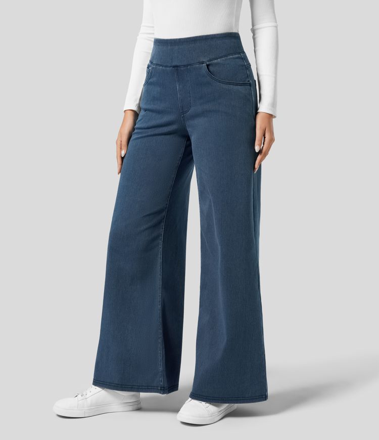 Dames Comfy Elastische Broek met Hoge Taille | Stijlvol, soepel en flatterend