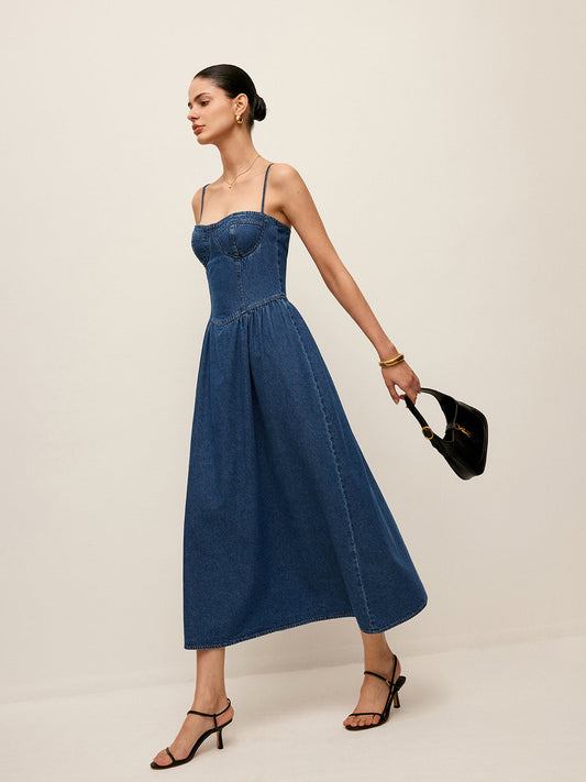 Mara – Denim maxi-jurk met elegante flair